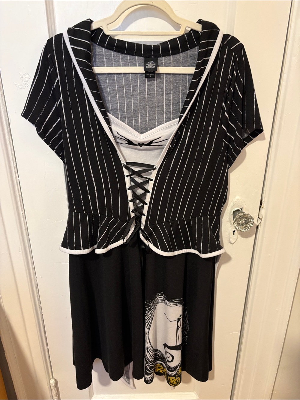 Black & White Striped Lace-Up Women’s Dress